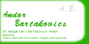 andor bartakovics business card